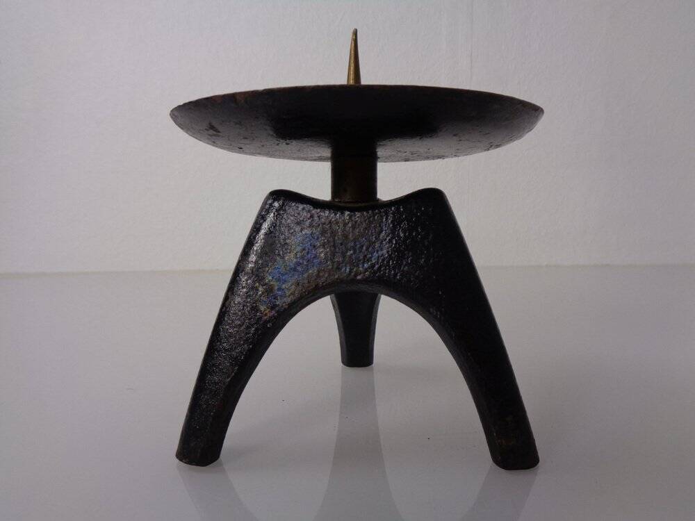 German Brutalist Iron Candleholder, 1960s