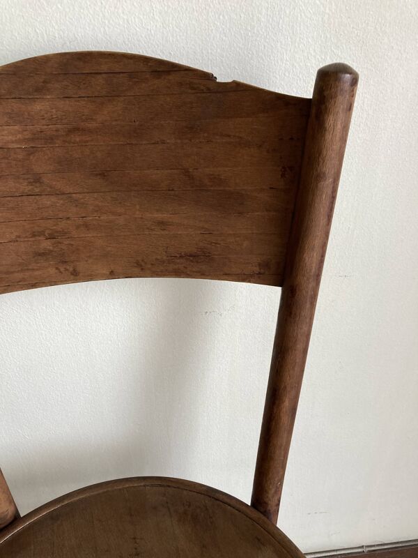 Set de 4 chaises bistrot Fischel en bois courbé chapeau de gendarme 1920