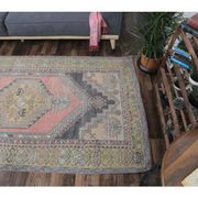 Vintage Turkish Oushak Handmade Pink Wool Rug 125x210