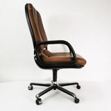 Leather desk chair, Vitra, designed by Wolfgang Mueller, 1970s.