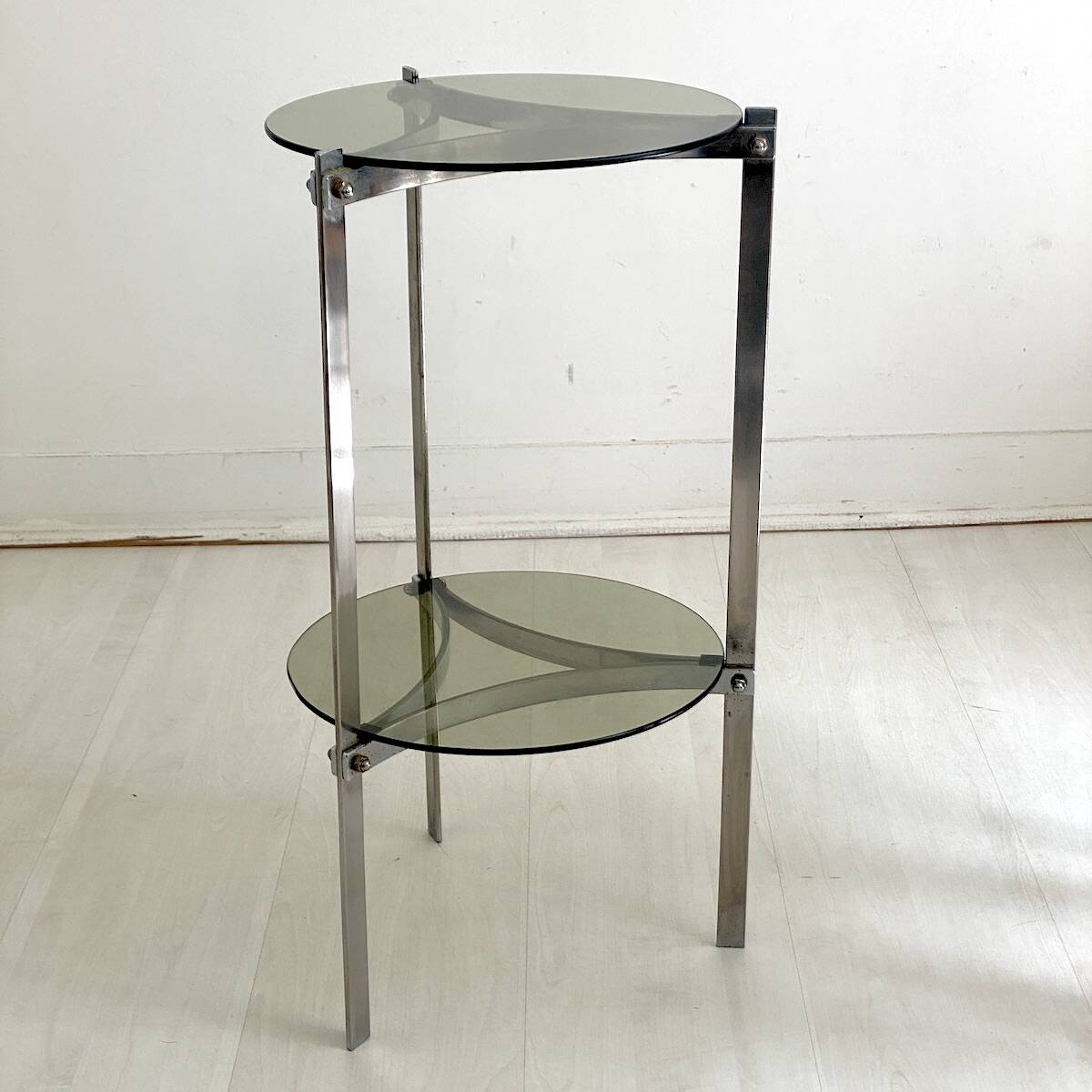 Chrome and glass side table vintage 1970s
