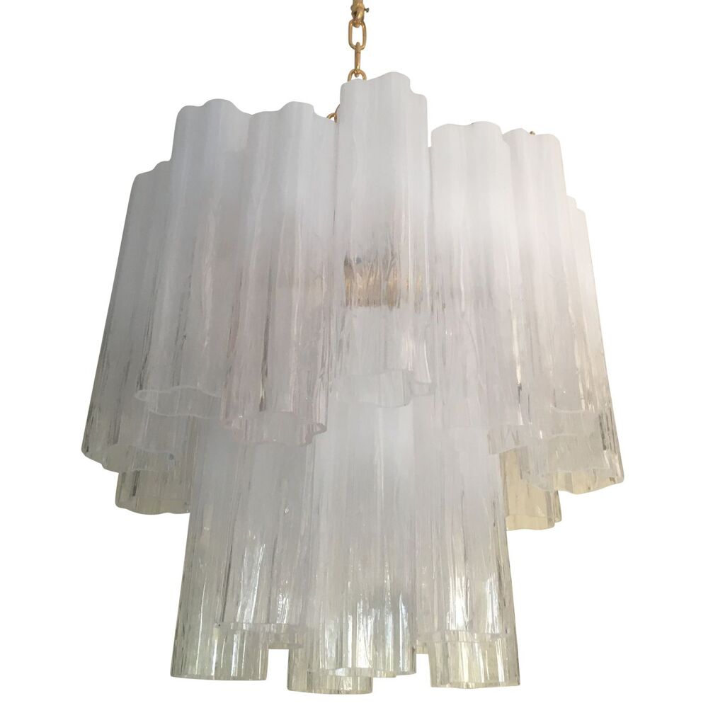 Suspension blanc en verre de murano « tronchi » disparu d50