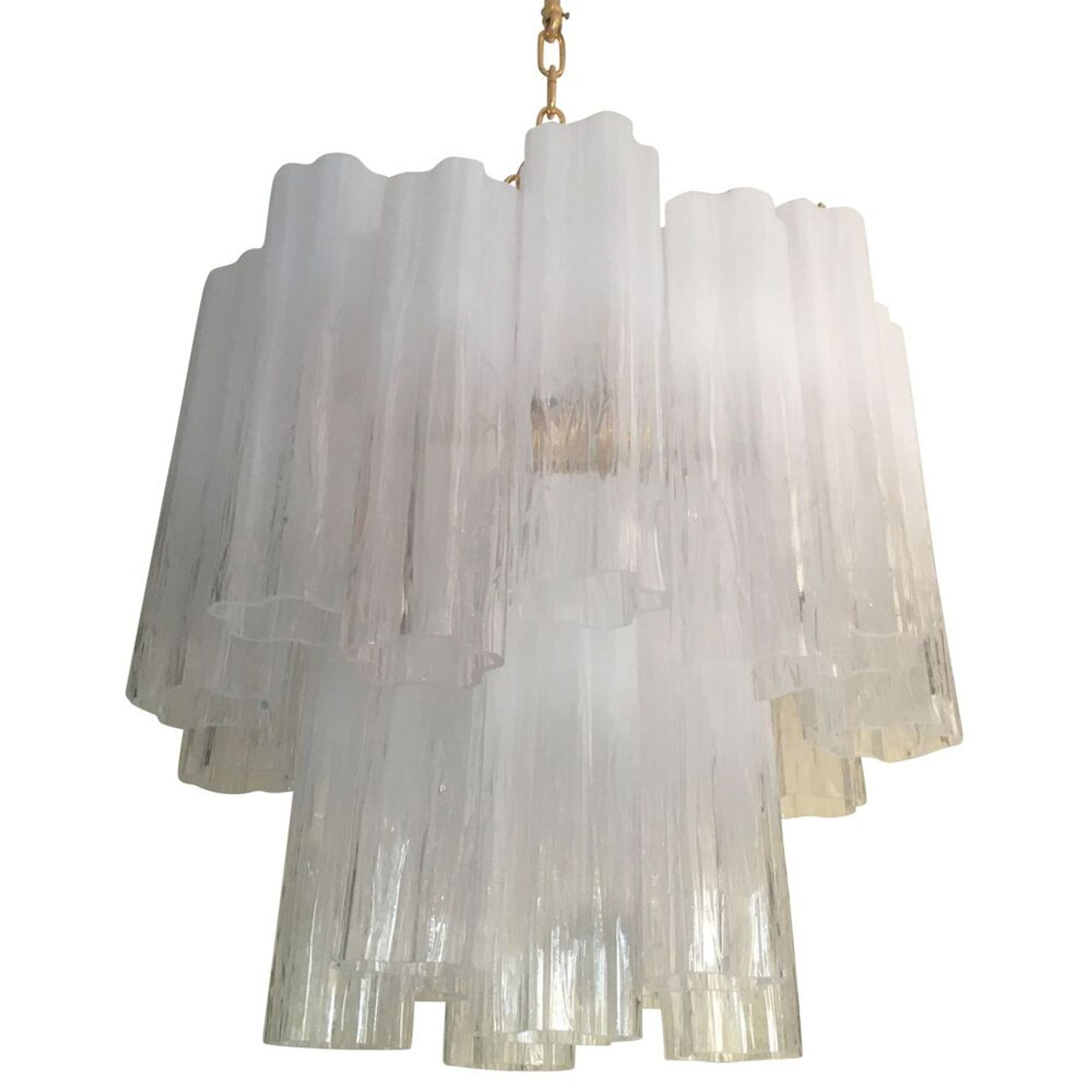 Suspension blanc en verre de murano « tronchi » disparu d50