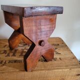 Brutalist wooden stool