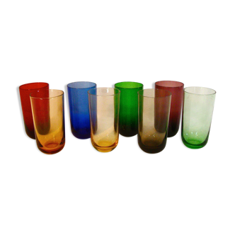 8 coloured cup glasses
