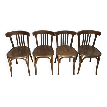 4 chaises bistrot en bois courbé – dossier à barreaux - style baumann