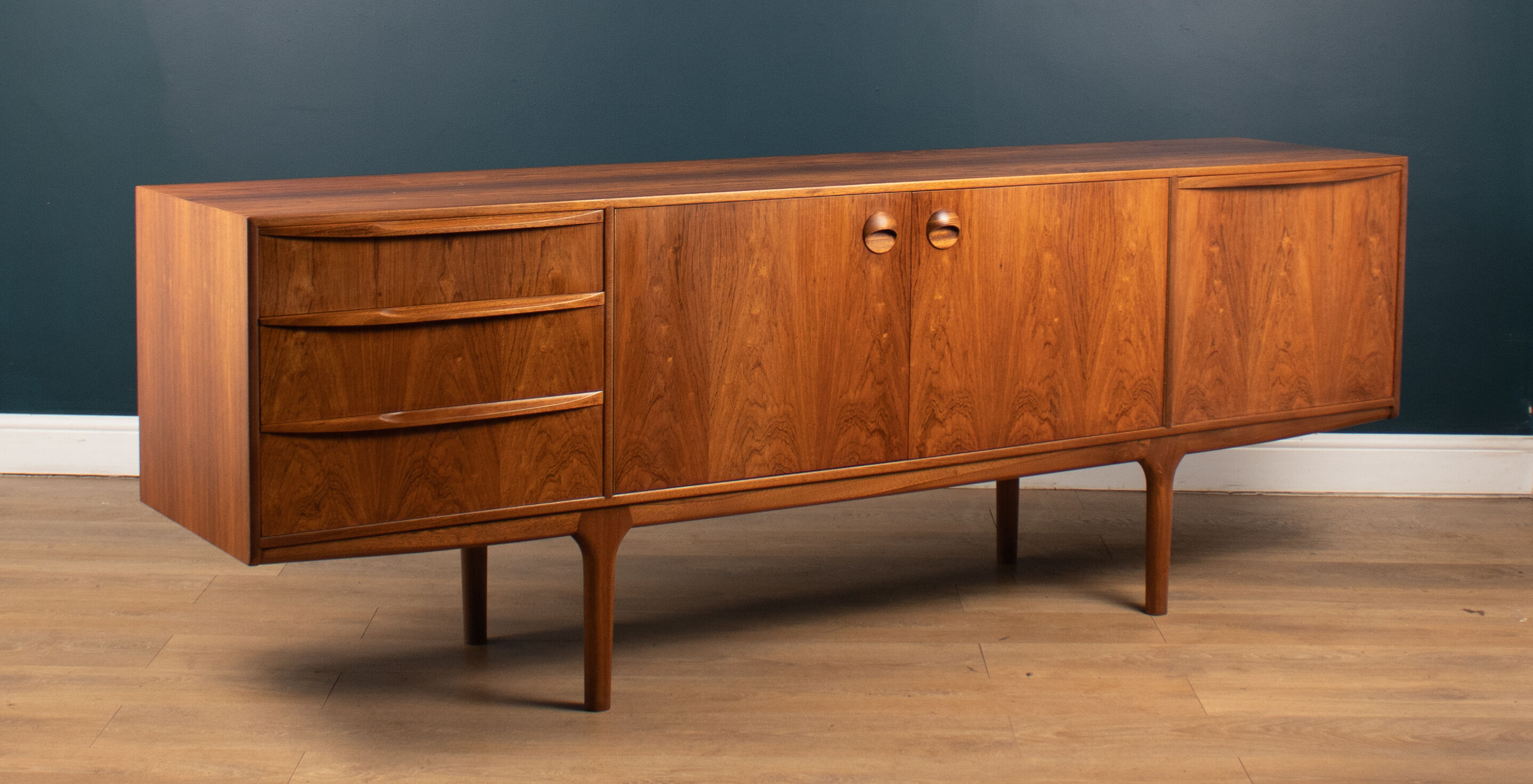 Retro 1960s restored long rosewood mcintosh torpedo sideboard