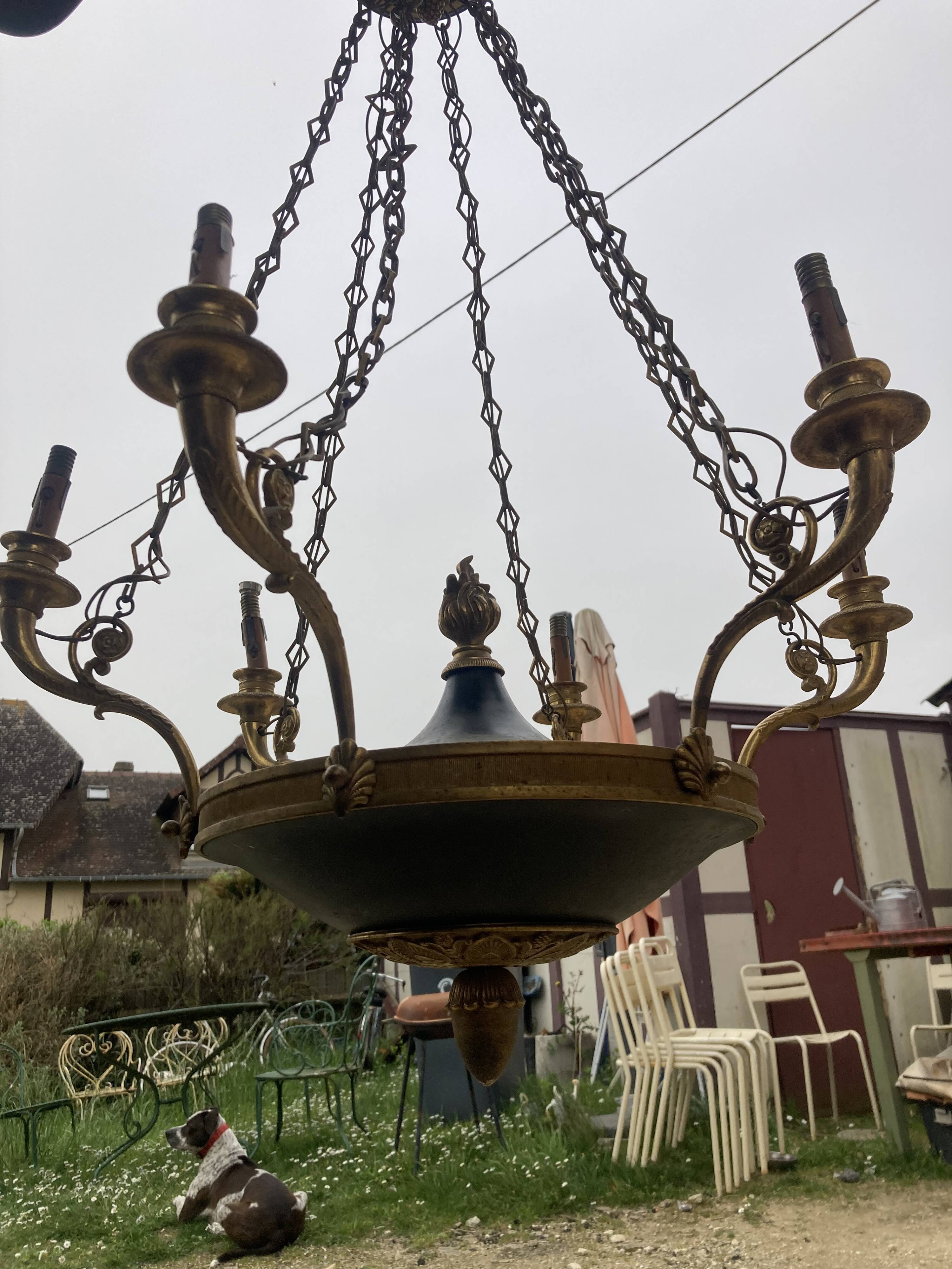 Six-light bronze chandelier, Empire Style