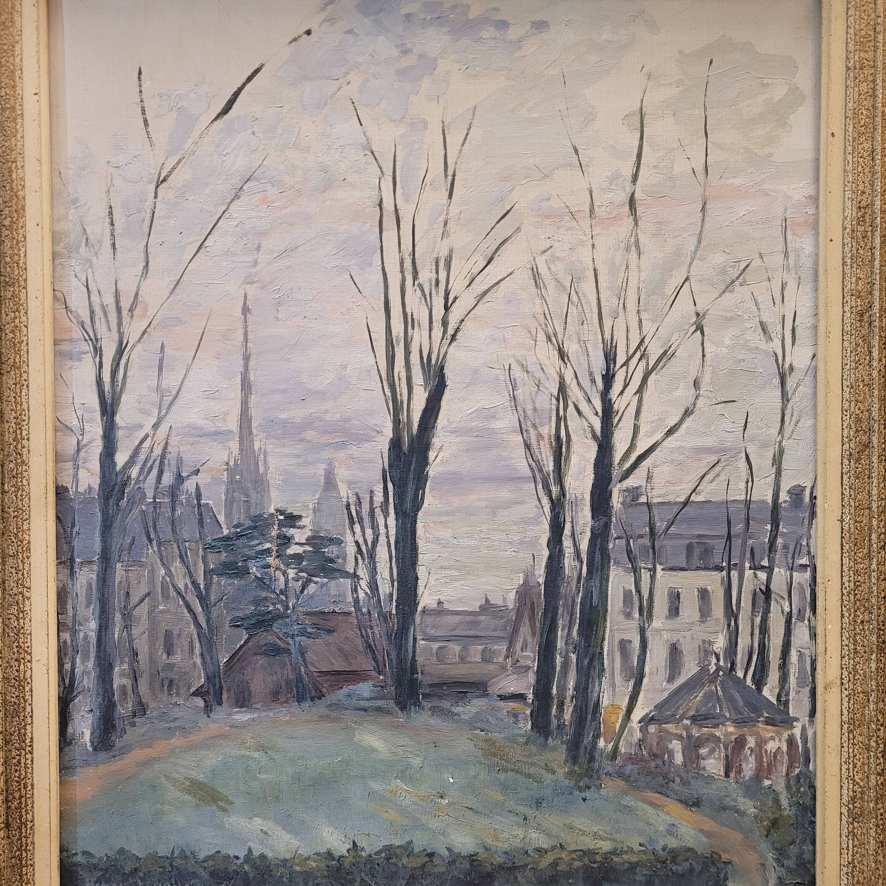 Oil on the link “Vista urbana en invierno”, Firmado “Henry Savoye”, pps. s. XX - France