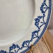 Antique English plate Crescent Ware Empire England blue garland decoration