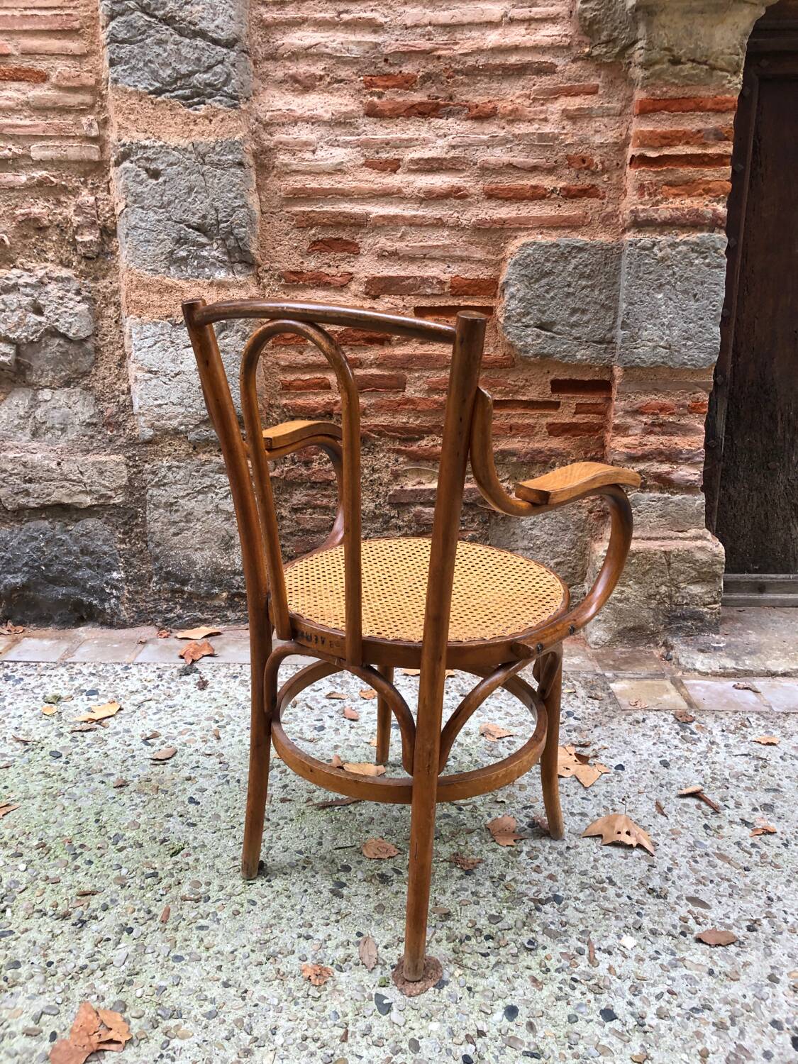 Armchair in bentwood and caning