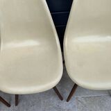 Lot of 4 DSW chairs in walnut fiber by Eames Herman Miller, vintage
