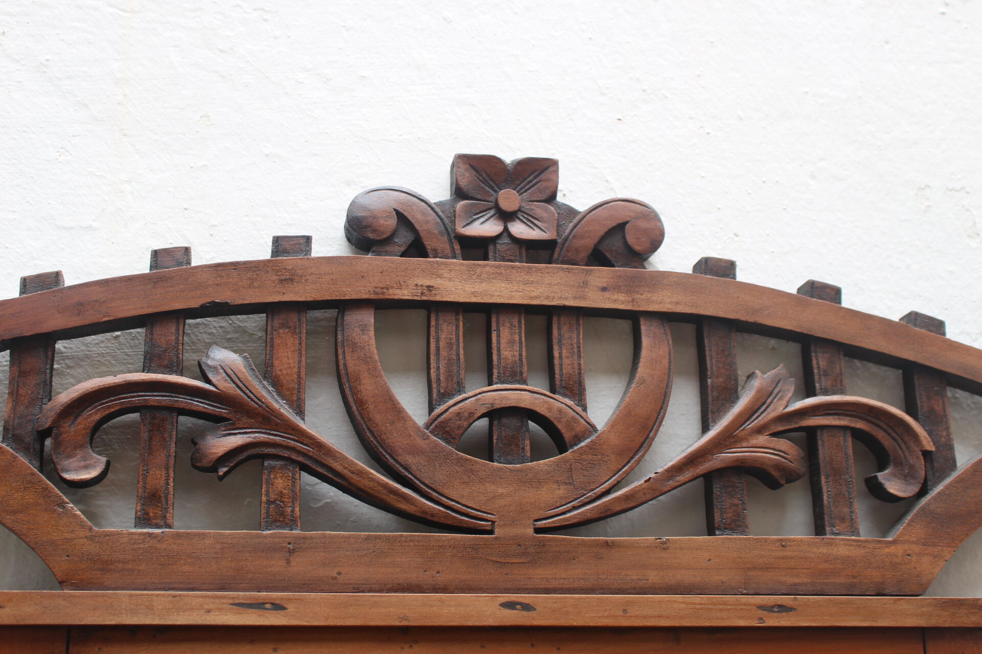 Art nouveau entrance cherry tree wood coat rack with mirror 1890s