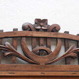 Art nouveau entrance cherry tree wood coat rack with mirror 1890s