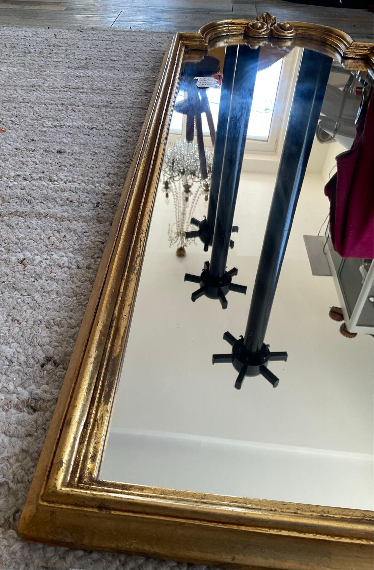 Vintage gold baroque mirror from the 1970s.