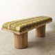Mango wood bench with khanta fabric.