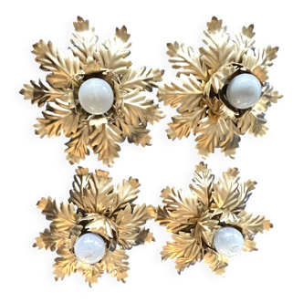 4 appliques dorées Hollywood Regency
