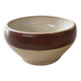 Old stoneware bowl with brown edge
