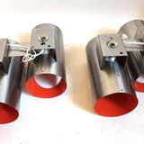 Pair of orange double wall lights Oxar Space Age 1970s