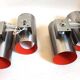 Pair of orange double wall lights Oxar Space Age 1970s