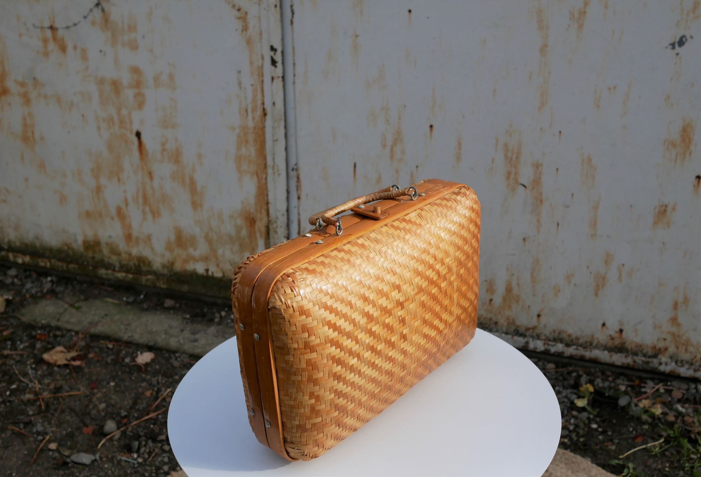 Suitcase vintage wicker