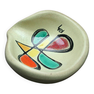 Vide poche en poterie motif abstrait, Vintage Années 50, Céramique signée