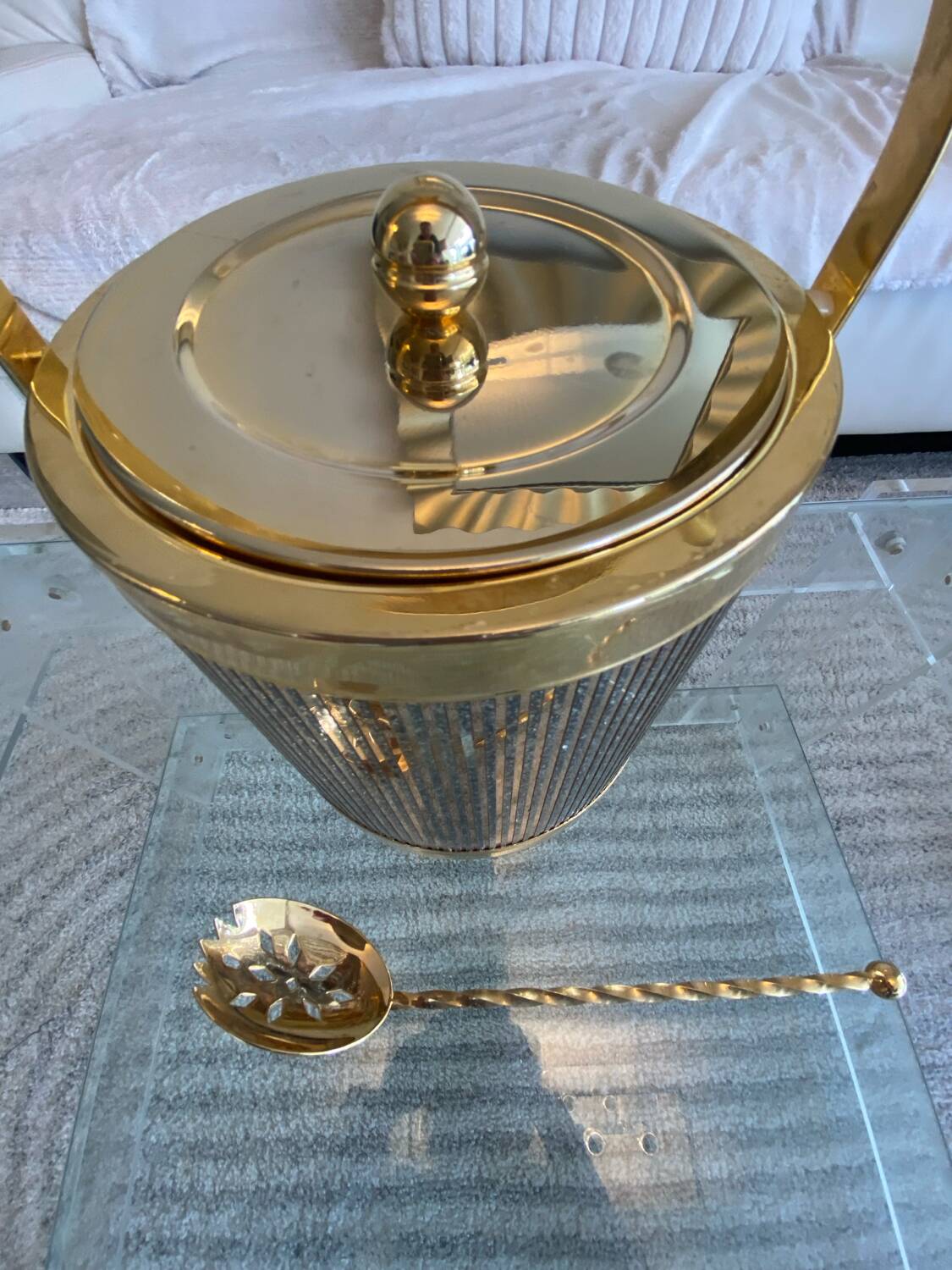 Vintage Hollywood Regency Gold Ice Bucket