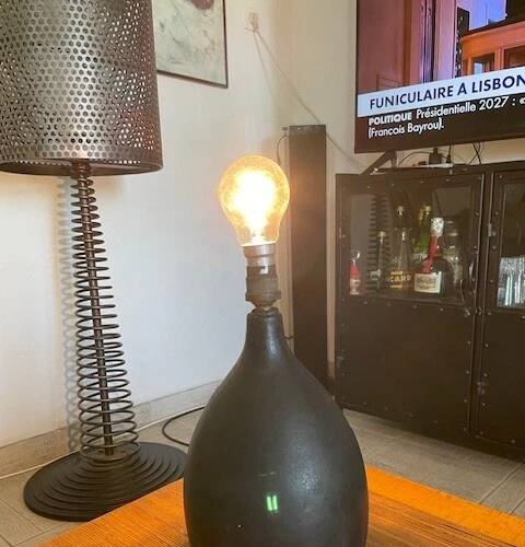 Vintage black ceramic lamp base  designed in 1950.