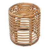 Cylindrical pouf in curved rattan by Castano, 1960s