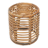 Tabouret cylindrique en rotin courbé par Castano, années 1960