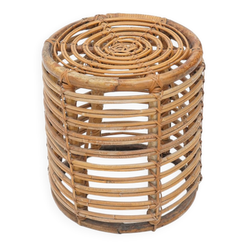 Tabouret cylindrique en rotin courbé par Castano, années 1960