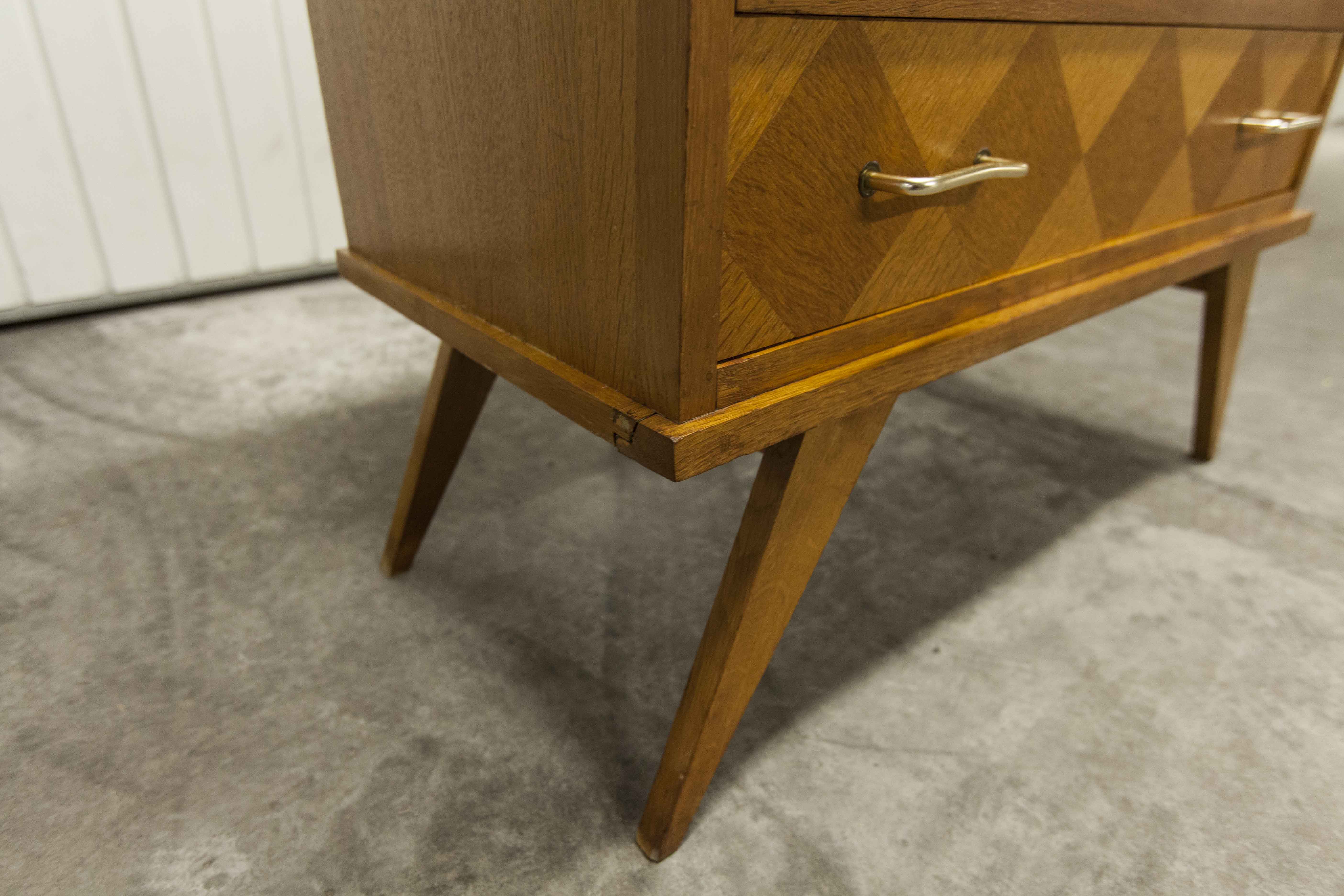 Commode scandinave 3 tiroirs années 60 pieds compas