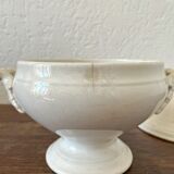 Antique white ironware soup tureen from the end of the 19th century