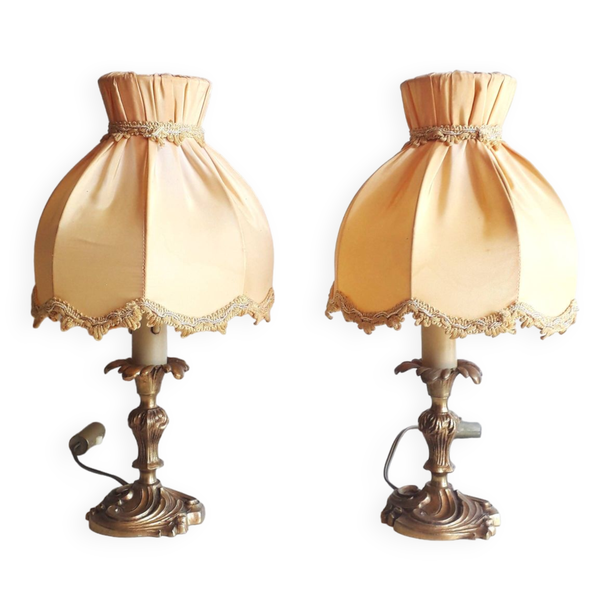Paire de lampes de chevet/ à poser - bronze doré