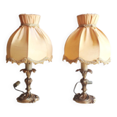 Paire de lampes de chevet/ à poser - bronze doré