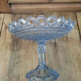 Présentoir à gâteaux corbeille à fruits dentelle verre bleu ancien dp 0422045