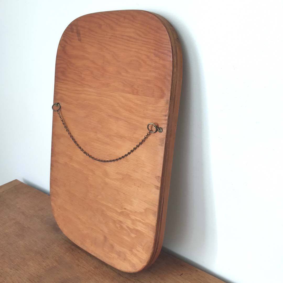 Vintage wooden mirror rounded corners 37x57cm