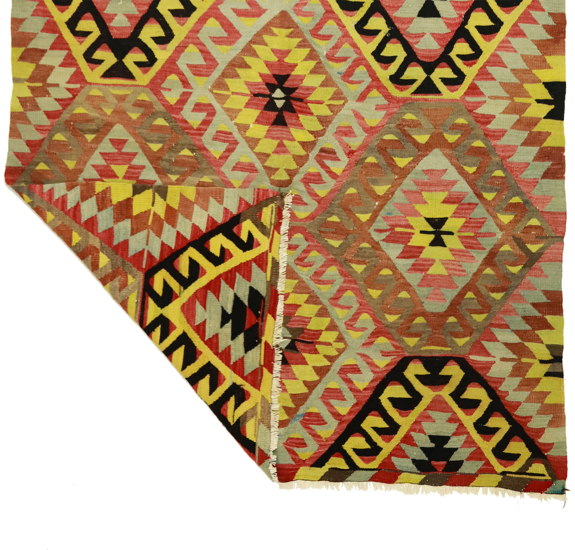 Area kilim rug ,vintage wool turkish handknotted kilim, 290 cmx 155 cm rug