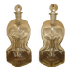 Pair of antique pinched decanters circa 1900 for serving whisky, bourbon, vodka, gin.