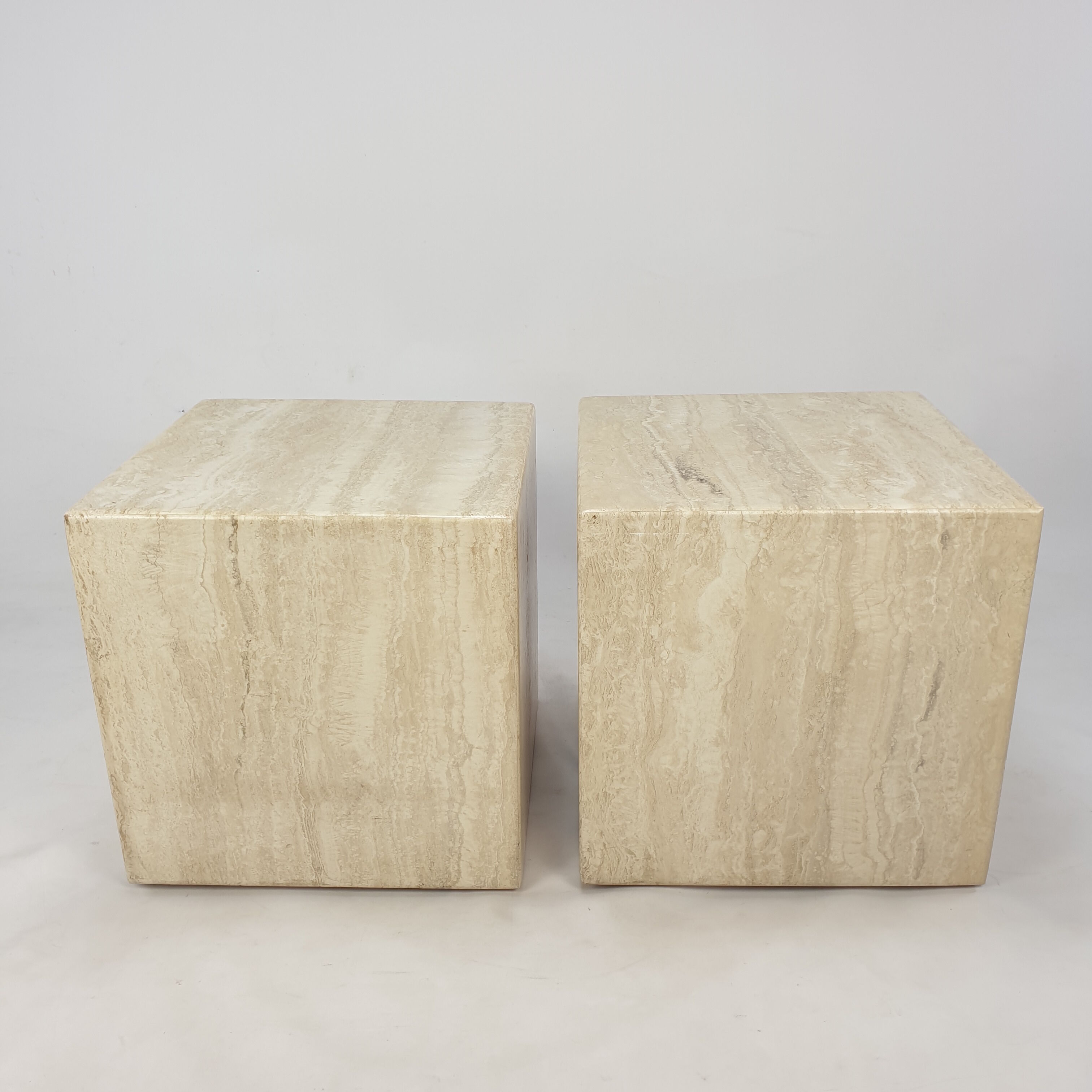 Italian Travertine Side Table, 1980's
