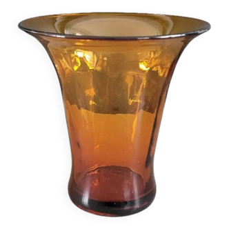 Amber glass flared vase