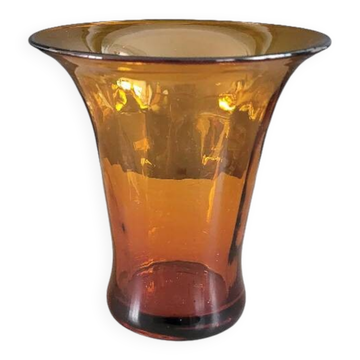 Amber glass flared vase