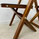 2 old folding chairs in wood and leather, postmodern design from the 80s vintage