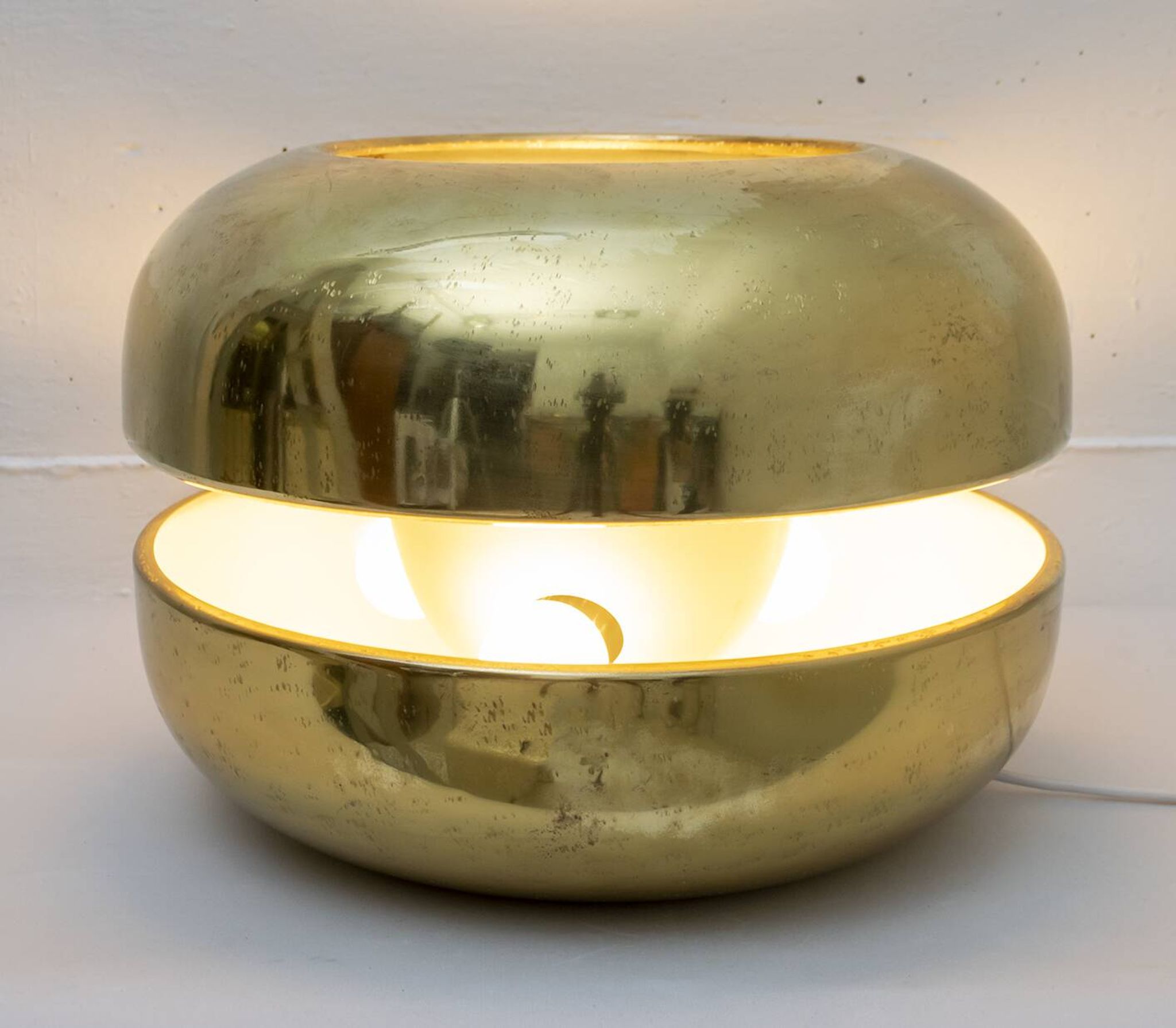 Luciano Frigerio Italian Table Lamp Vibrated Brass "Ballata Alta", 1974