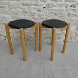 Paire de tabourets en bois