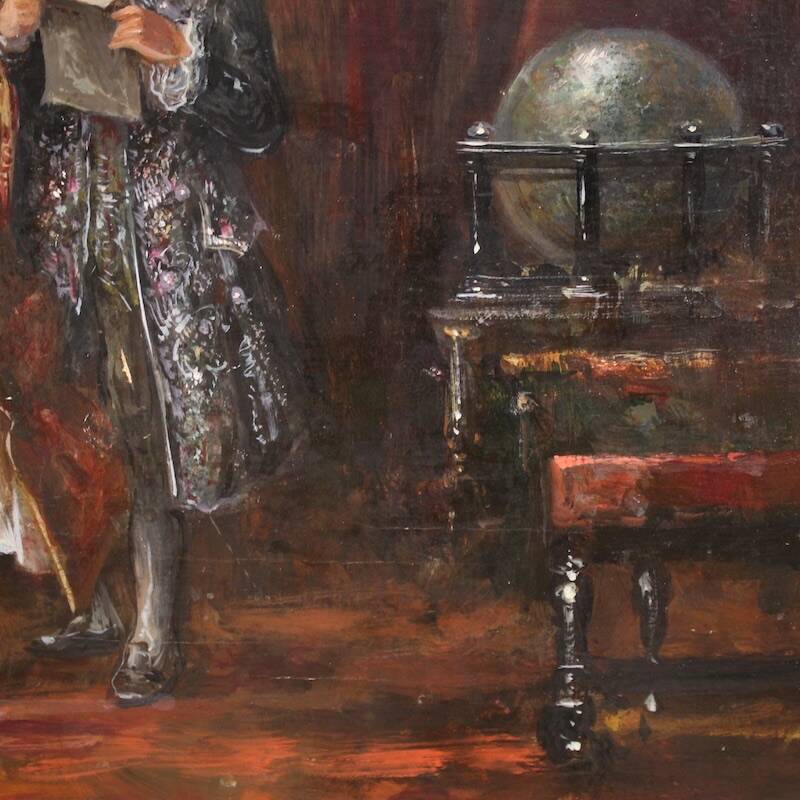 Italian painting interior scene dated 1941