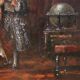 Italian painting interior scene dated 1941