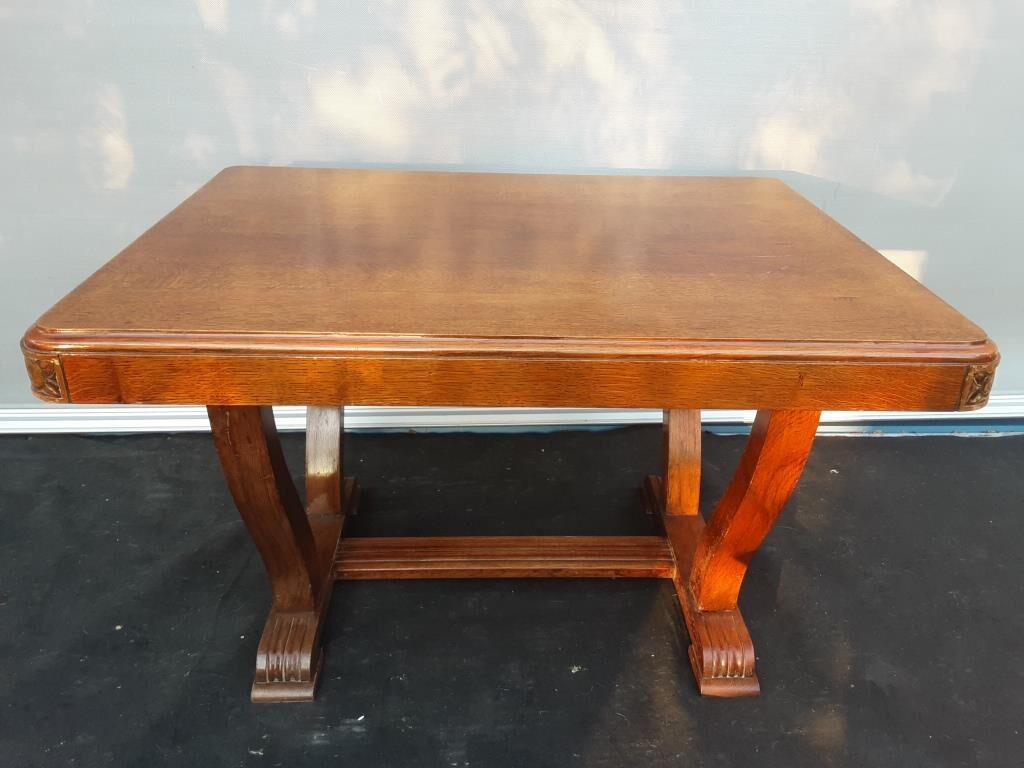 Art Deco lyre table 2 extensions 4/8 guests