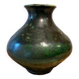 Small green glazed terracotta vase