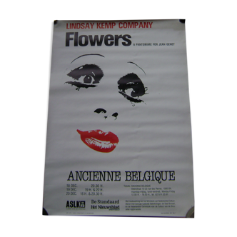 Affiche Flowers spectacle de Lindsay Kemp 1980 Bruxelles